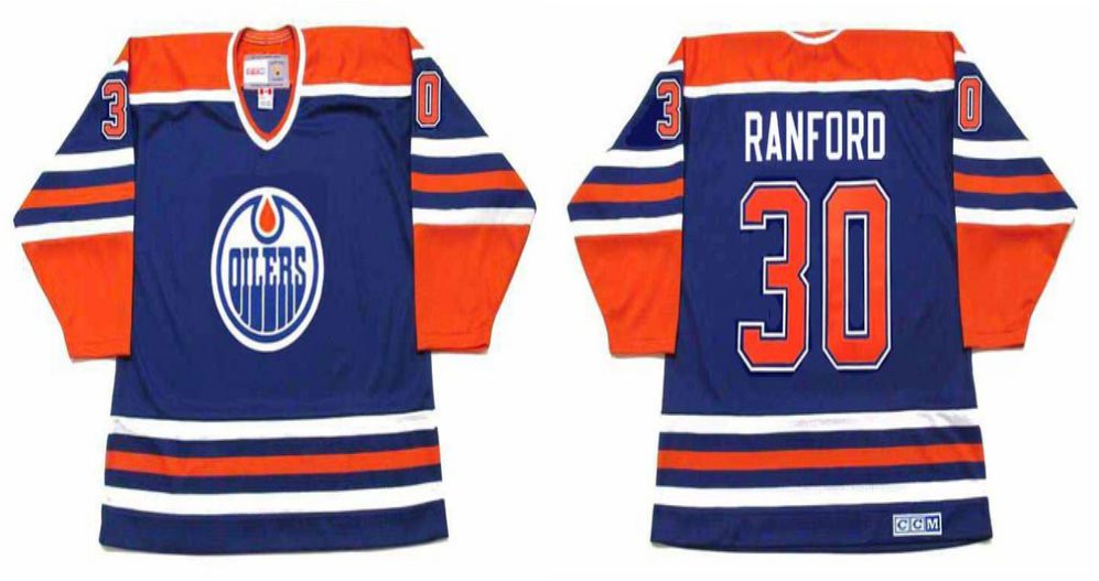 2019 Men Edmonton Oilers #30 Ranford Blue CCM NHL jerseys